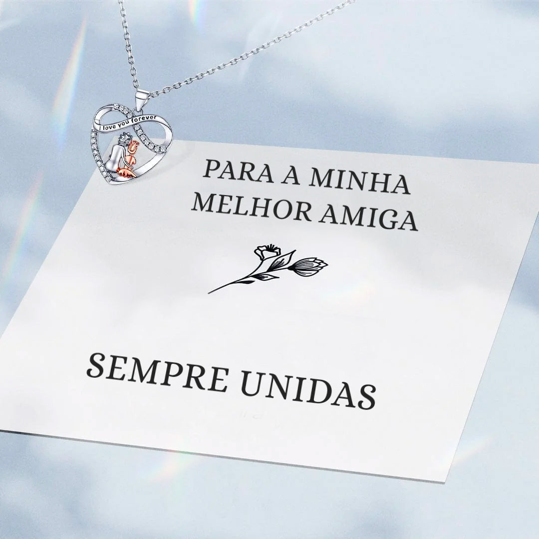 Pacote Colar Sempre Unidas + (2 Anéis GRÁTIS) | Eu te amo para sempre | OFERTA 2x1